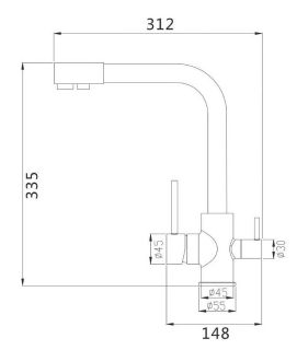 Смеситель для кухни Shevanik S868B с подключением фильтра сатин
